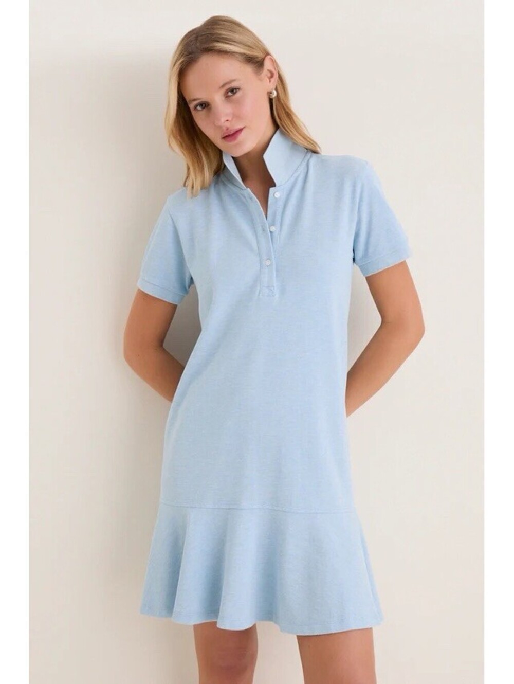 Tuckernuck Pique May Polo Flared Dress in Light Blue Size M